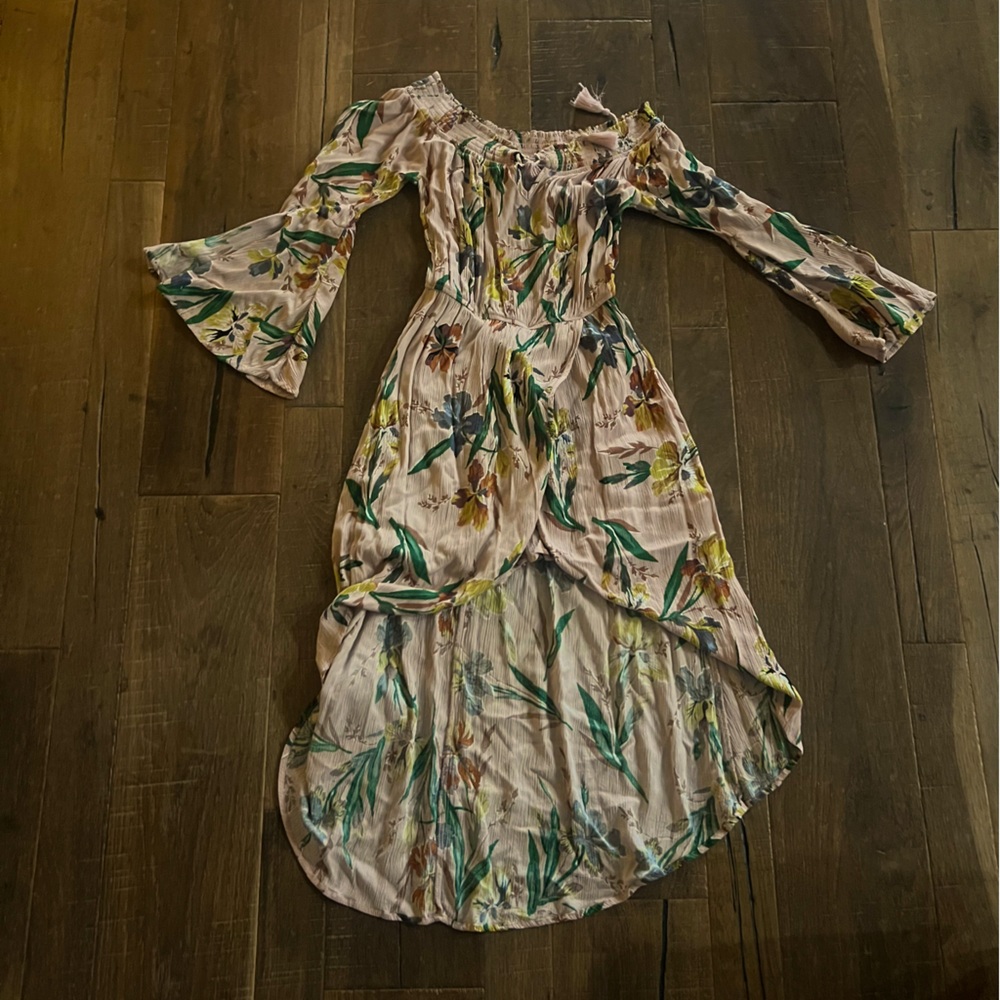 Floral dress hi low skirt with shorts underneath